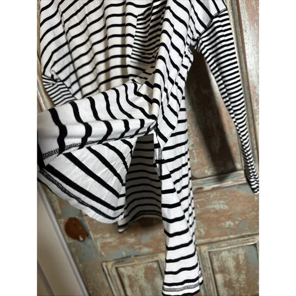 She + Sky Women’s Black And White Striped Tunic Long Sleeved L - Picture 8 of 11